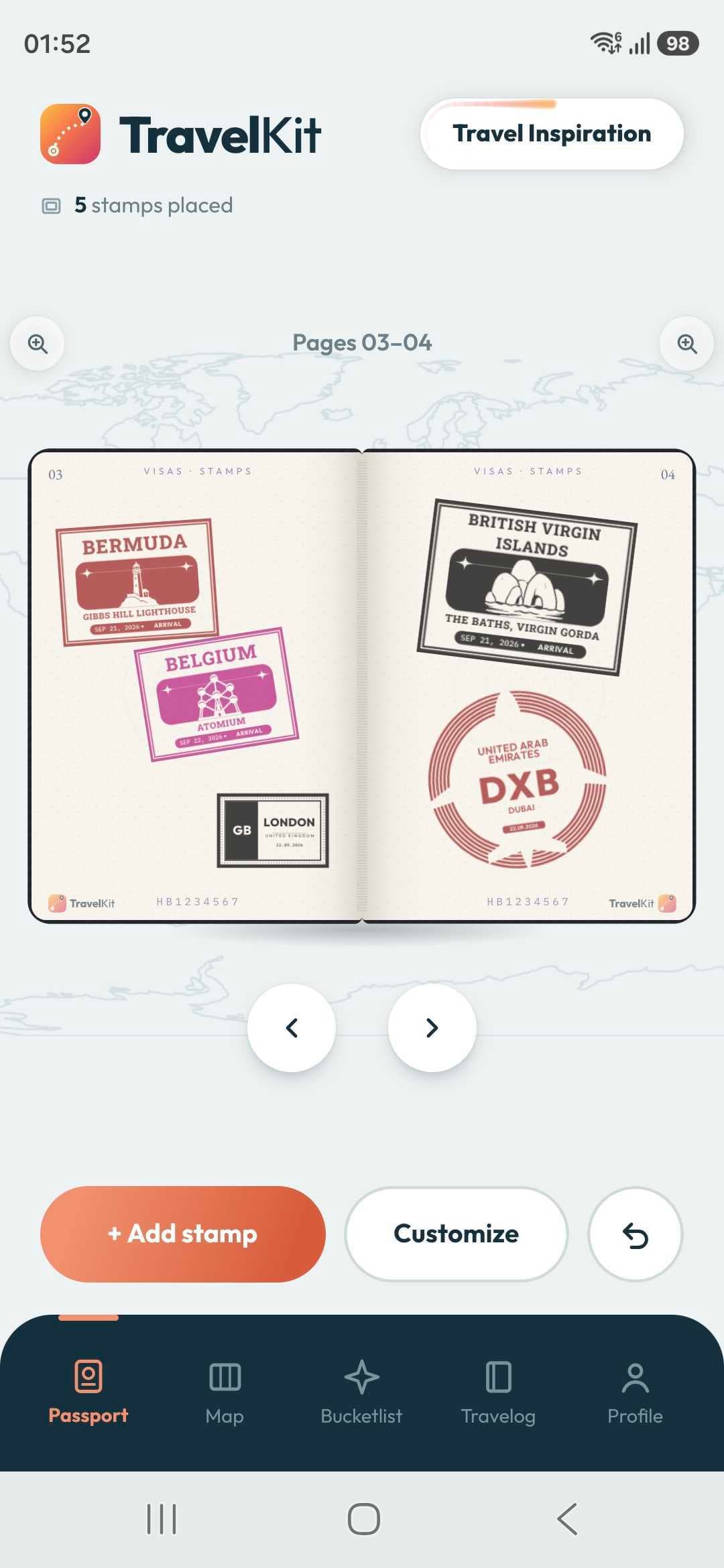TravelKit — Passport stamps